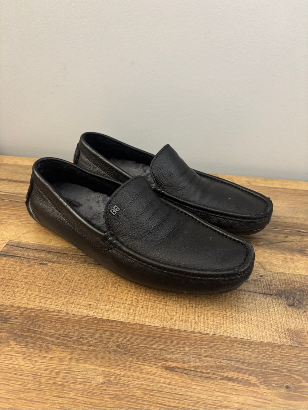 Baldinini Shearling Sheepskin Suede Fur Driving Moccasins Shoes Slip On Loafers